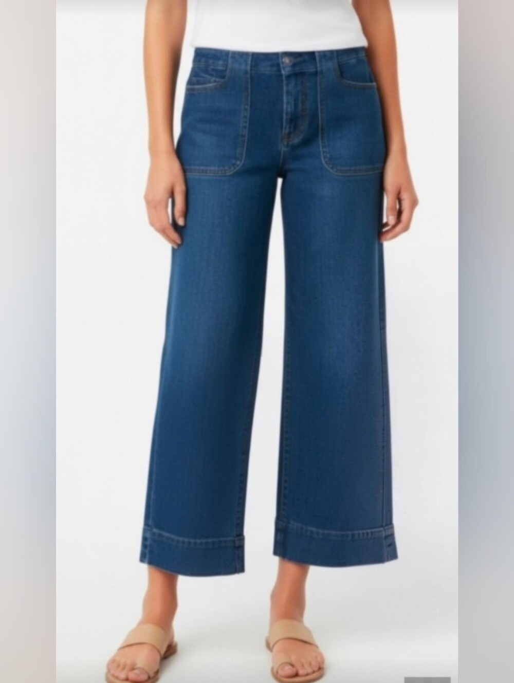 LOFT! SUPER CUTE WIDE LEG, HIGH WAIST SKY BLUE DENIM WIDE WAISTBAND JEANS! SZ 2